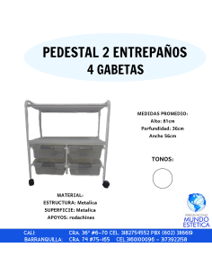 PEDESTAL DOS ENTREPAÑOS 4 GAVETAS